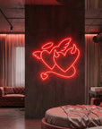 Néon LED Mural "Duo Cœurs : Ange & Démon"