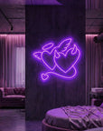 Néon LED Mural "Duo Cœurs : Ange & Démon"