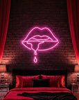 Néon LED Mural "Lèvres Mordues"