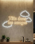 Néon LED Mural "Tête dans les nuages" Chill'Neon