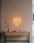 Néon LED mural diamant pour déco murale luxe et géométrique