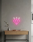 Néon LED mural diamant pour déco murale luxe et géométrique