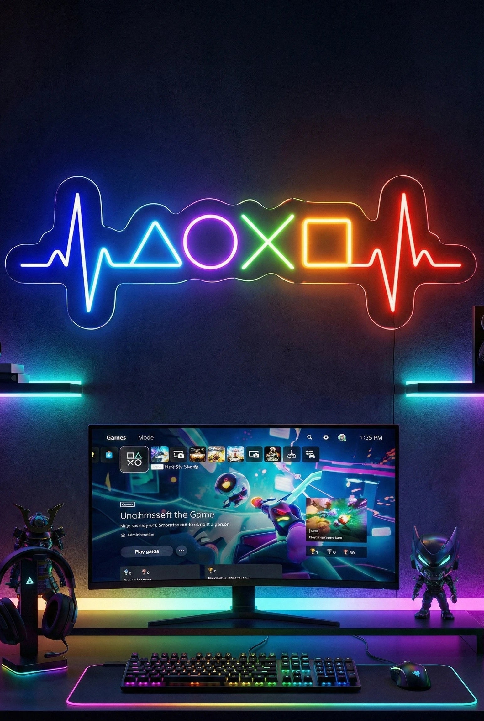 Néon LED Mural "Boutons Playstation" Chill'Neon