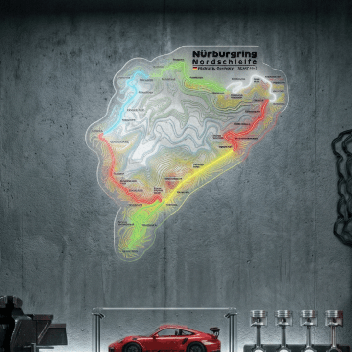 NÉON MURAL LED Circuit du Nurburgring – DÉCORATION AUTO & MOTO Chill'Neon