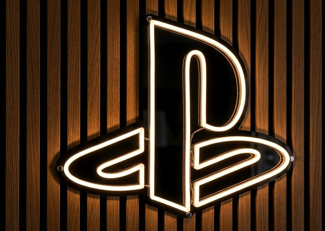 Néon LED mural logo PlayStation déco gaming room