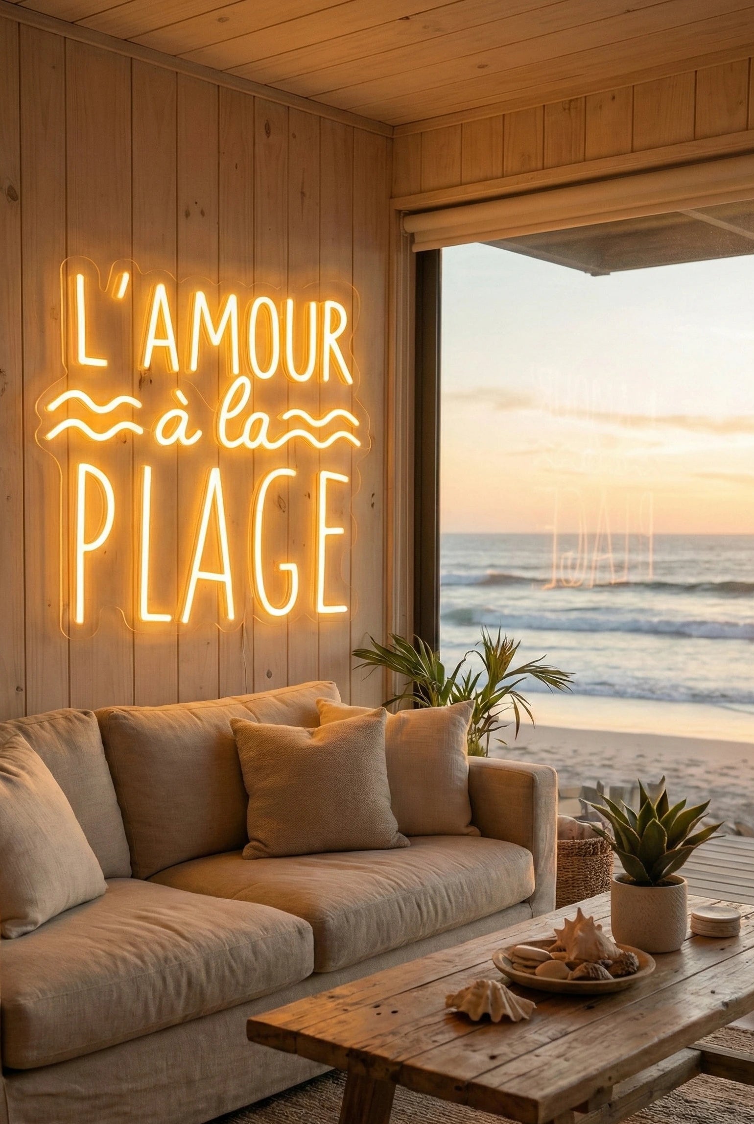 Néon LED Mural "L'amour à la plage" Chill'Neon