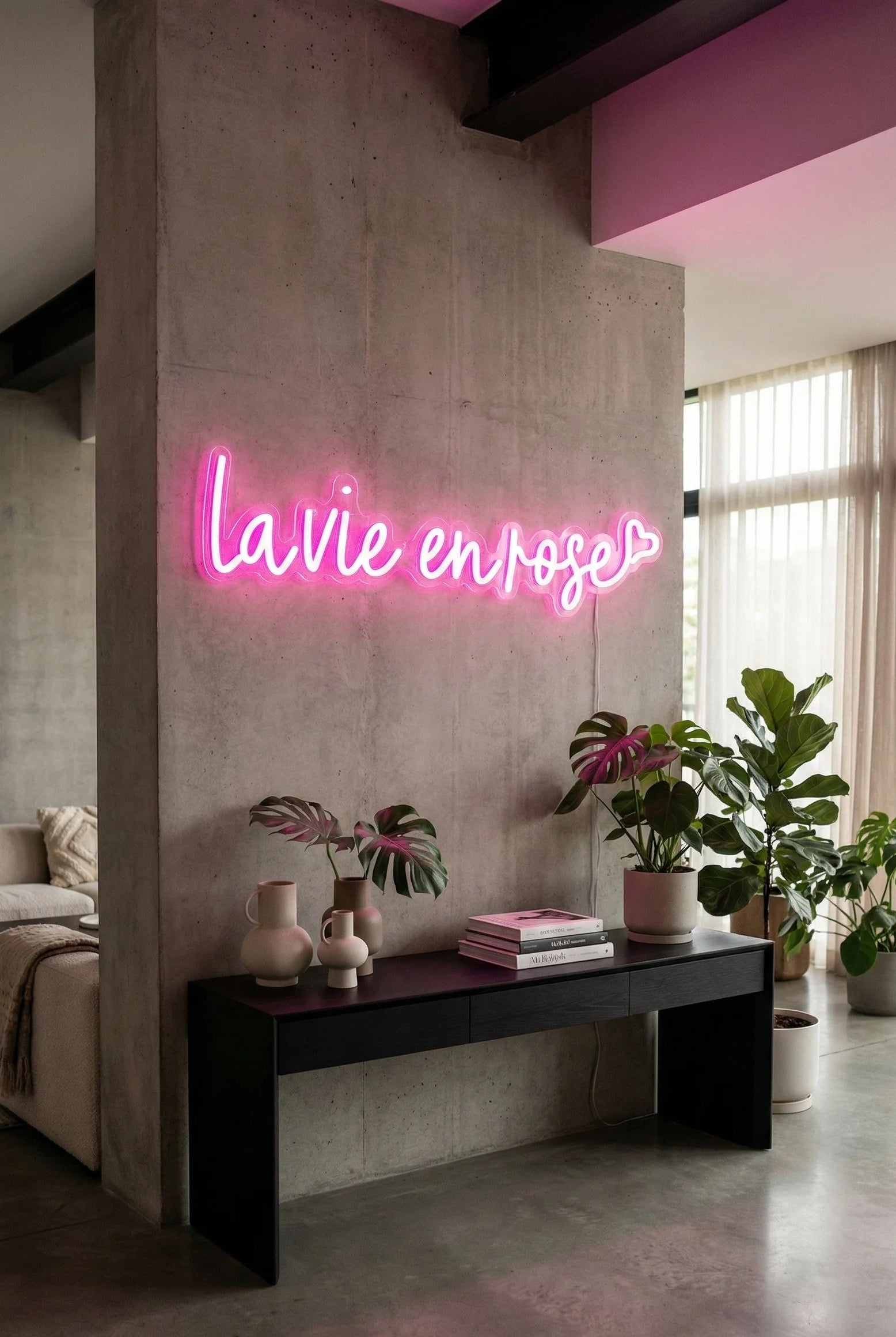 Néon LED Mural "La vie en rose" Chill'Neon