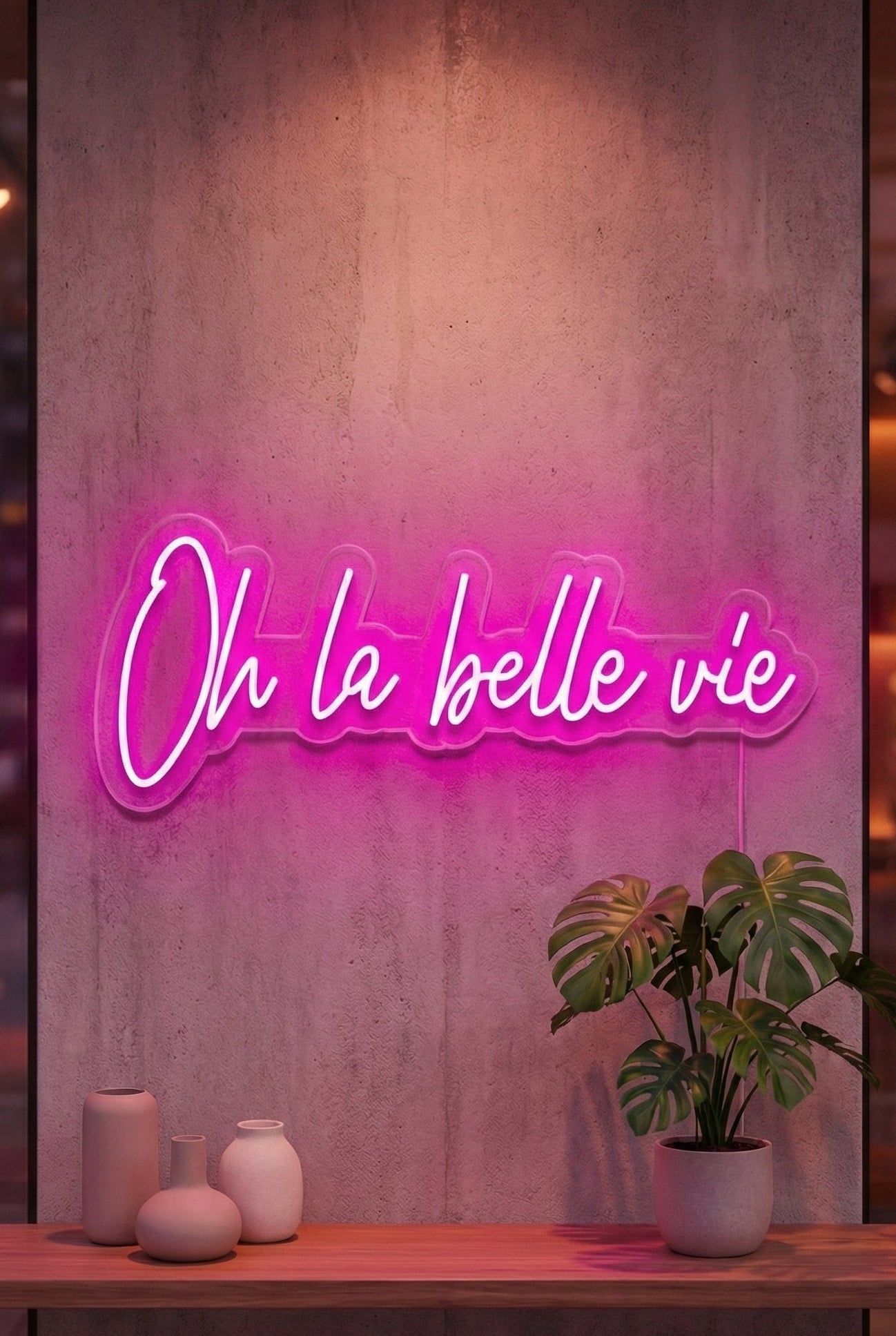 Néon LED Mural "Oh la belle vie" Chill'Neon