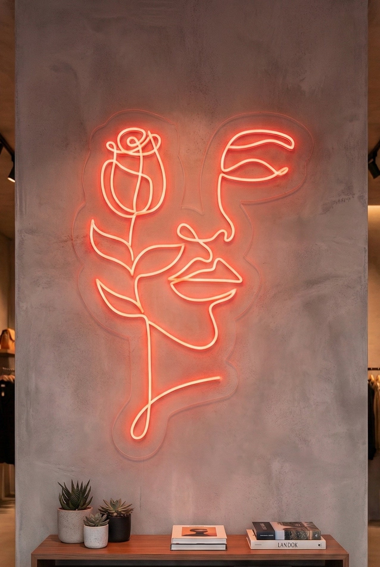 Néon LED Mural "Visage Floral" Chill'Neon