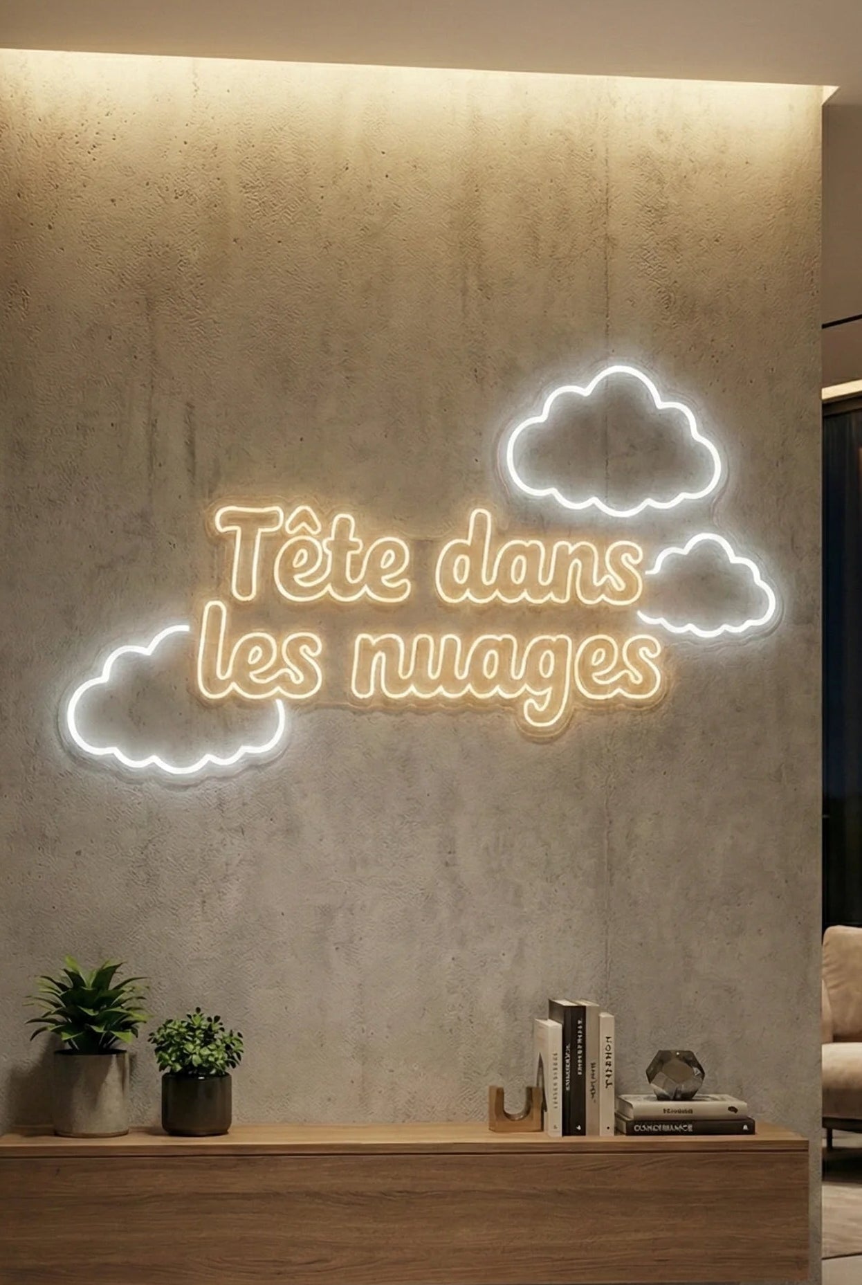 Néon LED Mural "Tête dans les nuages" Chill'Neon