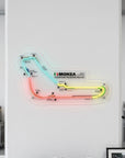 Néon LED mural tracé du circuit de Monza F1, déco garage passionné de course