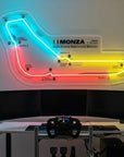 Néon LED mural tracé du circuit de Monza F1, déco garage passionné de course