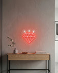 Néon LED mural diamant pour déco murale luxe et géométrique