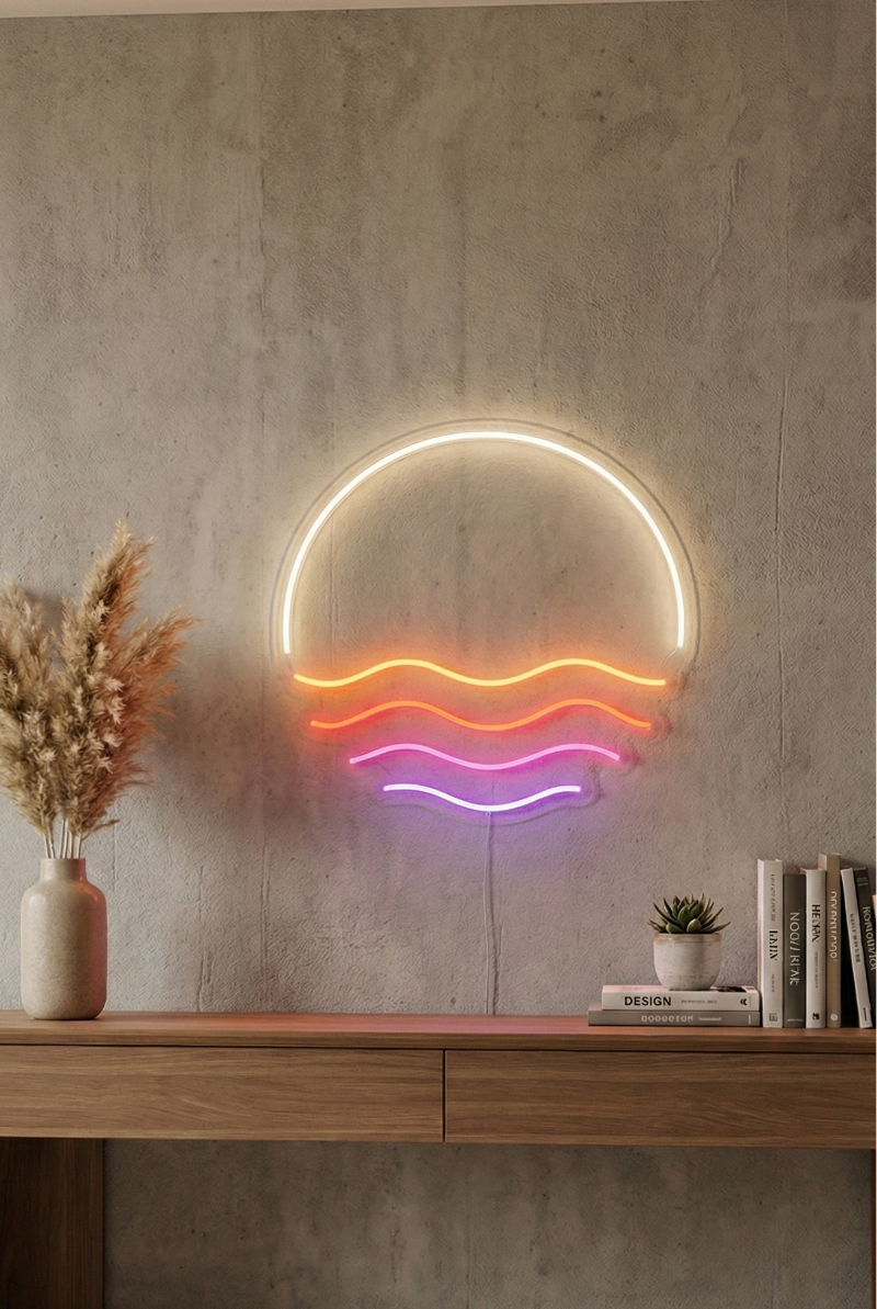 Néon LED mural Sunset Waves coucher de soleil pour déco murale cosy