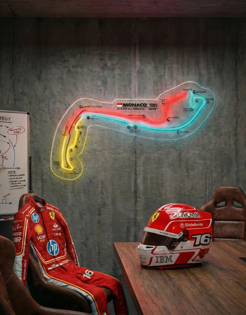 Néon LED Circuit de Monaco tracé F1 décoration man cave – Chill'Neon