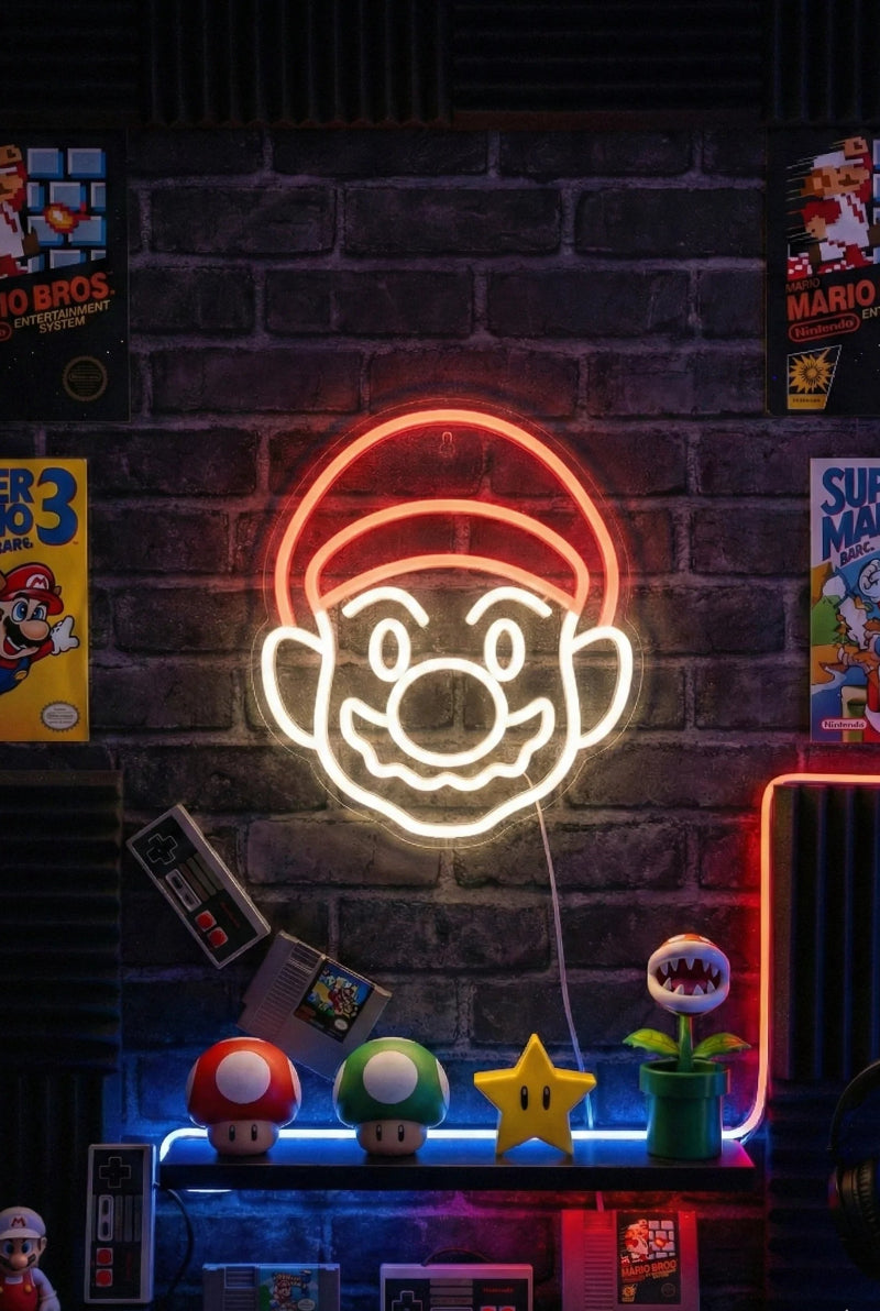 Néon LED mural Mario Bros pour déco gaming rétro et chambre enfant