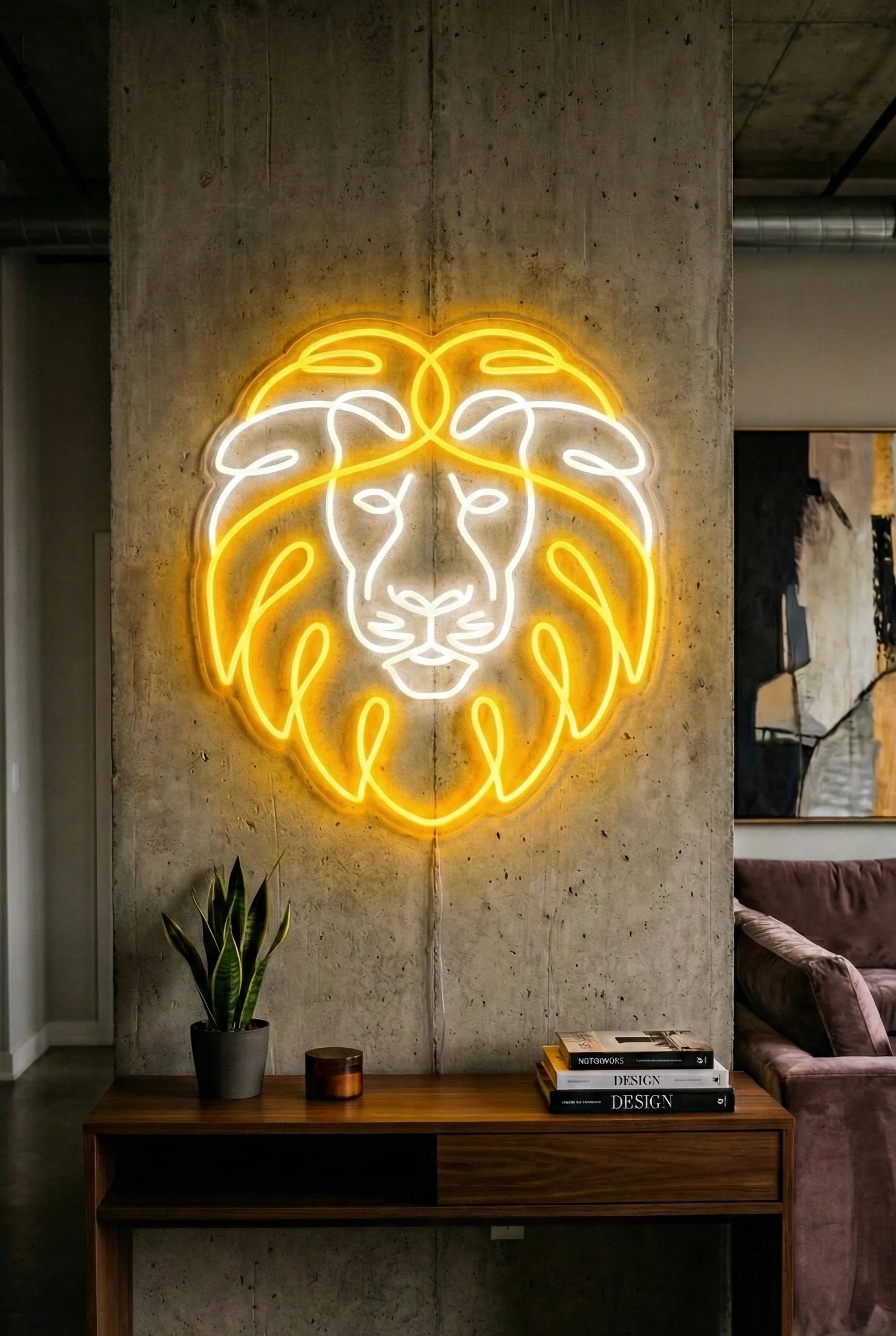 Néon LED mural tête de lion pour déco murale salon et man cave