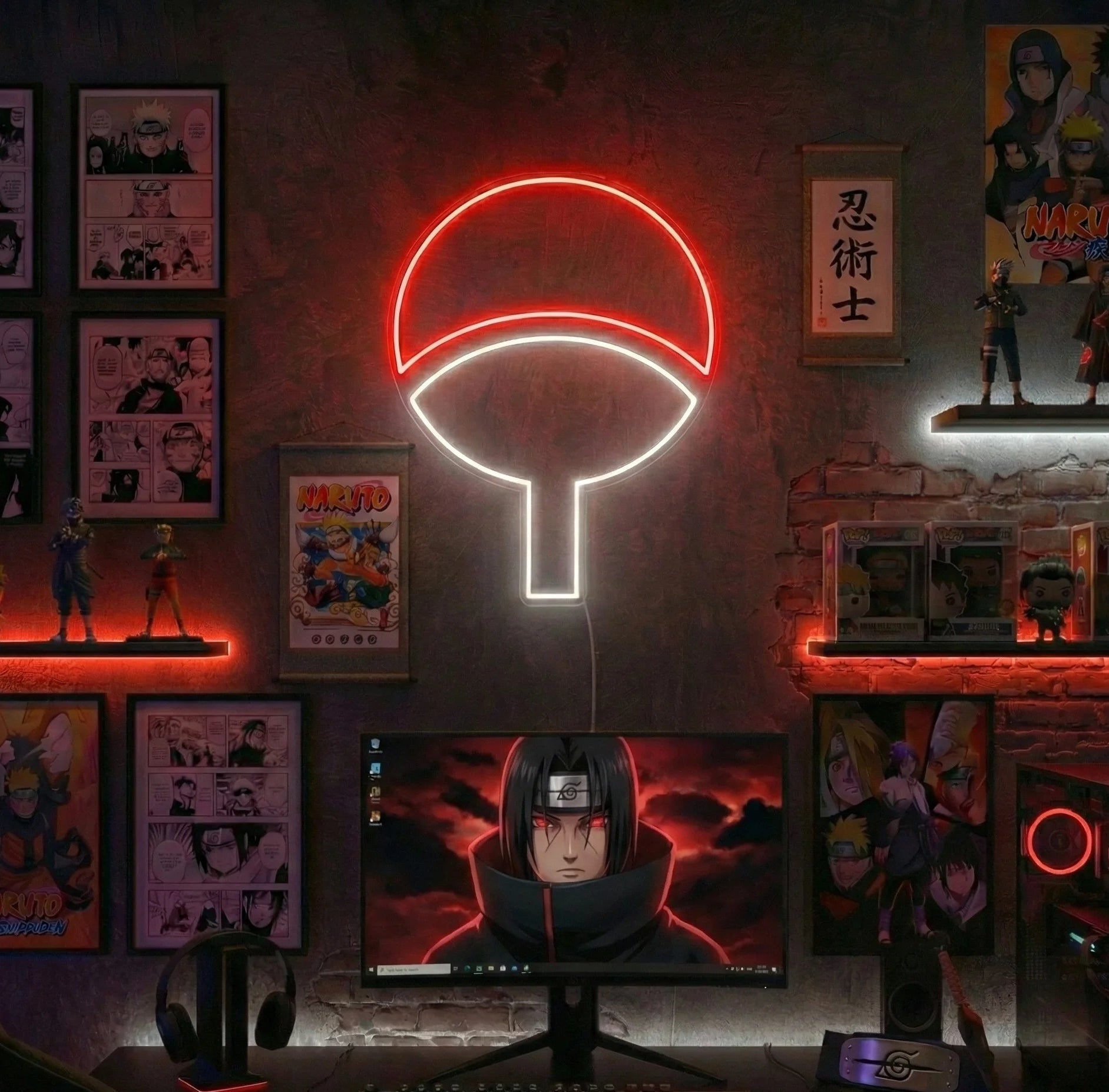 Néon LED Mural "Logo Clan Uchiwa" Chill'Neon