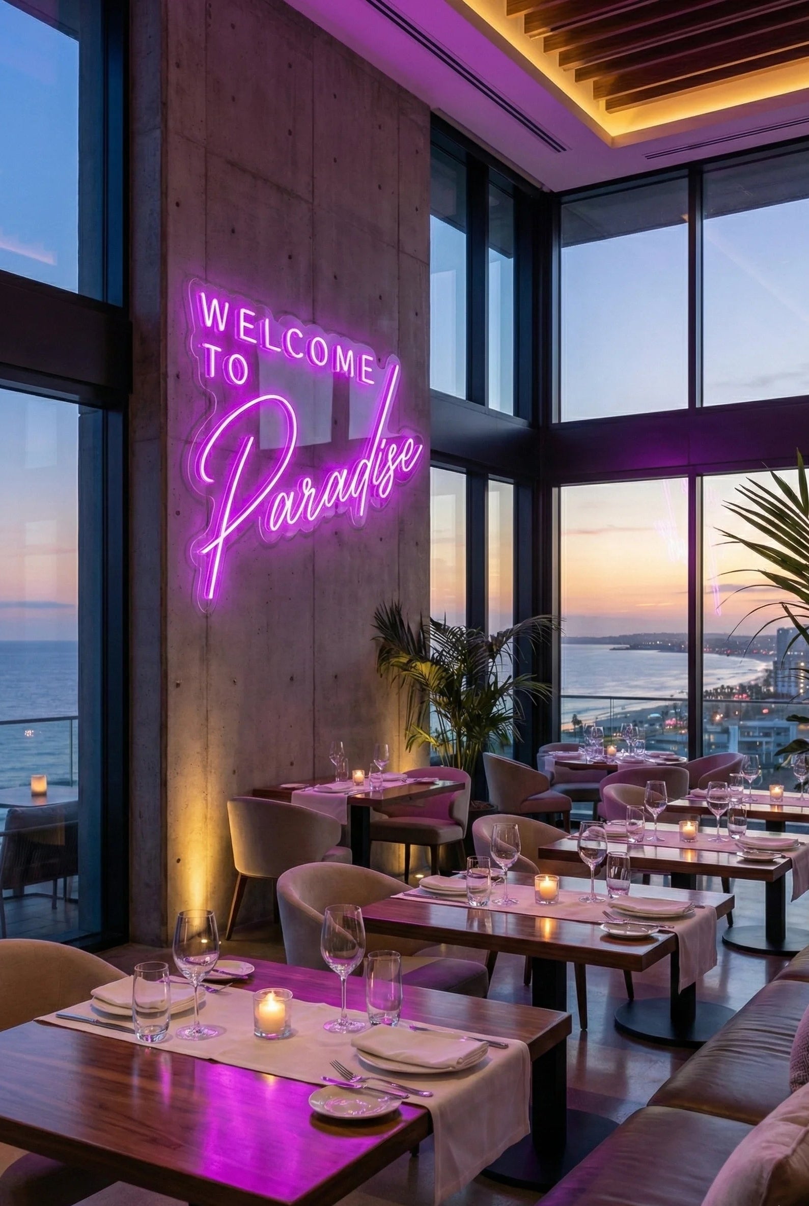 Néon LED Mural "Welcome To Paradise" Chill'Neon